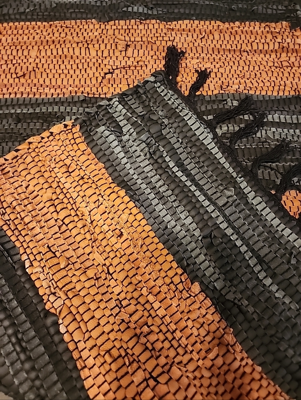 100% Leather Rug, 24x36 Inches, Brown & Black, Western?, Cabin? Boho?,Ranch?